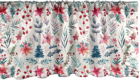Ambesonne Snowflake Window Valance Pack of 2, Winter Holiday Illustration Christmas Snowflakes on Abstract Background, Rod Pocket Curtain Valances for Kitchen Bedroom, 54" X 18", White Blue in Kuwait