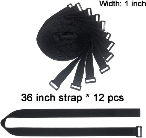 36 inch Cable Straps,12 pcs Reusable Fastening Hook and Loop Utility Cable Ties Down Wraps Adjustable Cinch Straps in Kuwait