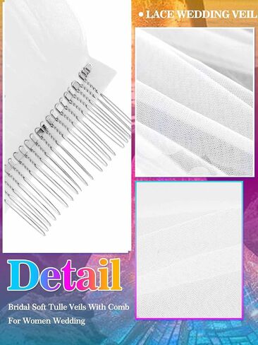 EASEDAILY Bride Wedding Veil Long Cathedral Chapel Length Veils 1 Tier Bridal Tulle Veil with Comb and Cut Edge in Kuwait