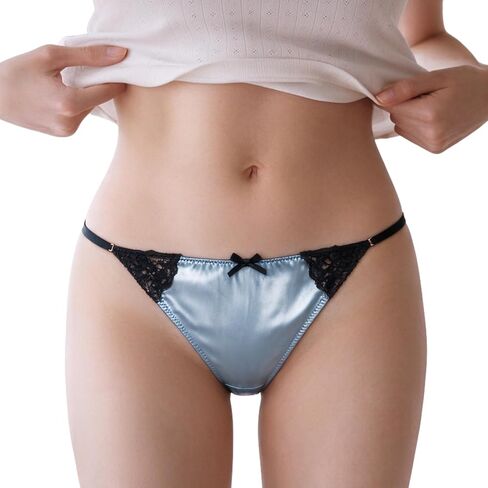 SilRiver Womens Silk String Bikini Satin Panties for Women Underwear Shiny Tanga Briefs in Kuwait