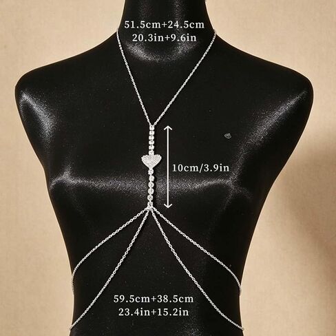 Bounzhi Sexy Rhinestone Body Chain Crossover Bra Crystal Body Jewelry Bikini Beach Body Necklace for Women and Girls in Kuwait