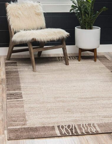 Unique Loom Del Mar Collection Area Rug- Transitional Inspired with Modern Contemporary Design(4' 1 Round, Purple/ Beige) in Kuwait