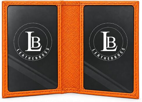 LB LEATHERBOSS Slim Thin Leather Credit Card Triple ID Window Mini Wallet Bifold Driver License Safe (Black) in Kuwait