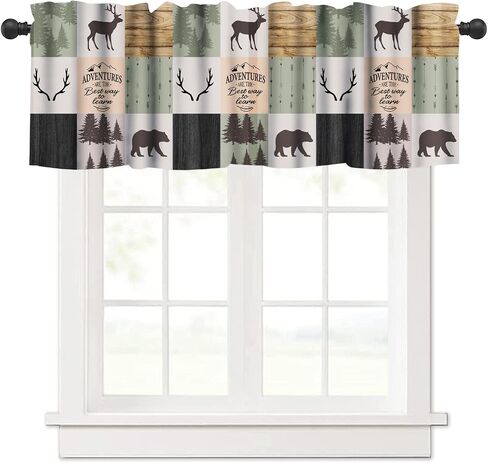 Retro Rustic Curtains Valances Sets for Kitchen, Wild Horse Cabin Blackout Window Treatments for Living Room Bedroom,Western Cowboy Lodge Farmhouse Kitchen Curtain Sets 54x24 Inch in Kuwait