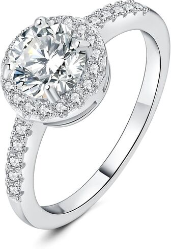 JewelryPalace 1.5ct Moissanite Round Cut Halo Engagement Rings for Women, 925 Sterling Silver Promise Ring for Her, Simulated Diamond Anniversary Wedding Ring Jewelry Sets VVS D-F in Kuwait