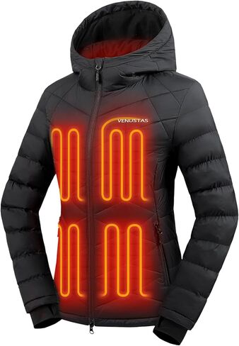 Venustas Women's Heated Jacket With Battery Pack, Water-Resistant Lightweight Quilted Jacket, Heated Coat For Winter Outdoor in Kuwait