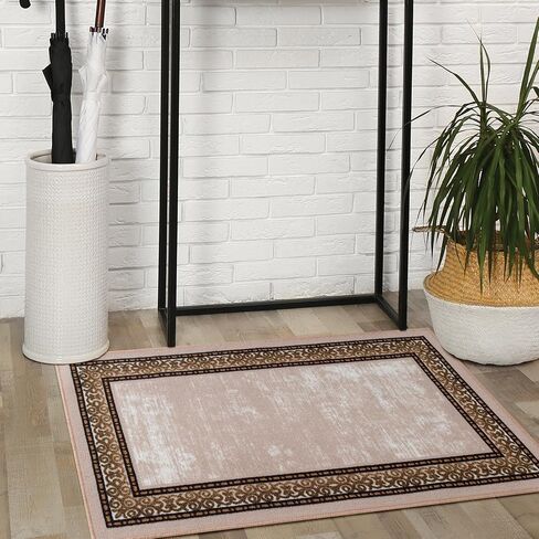 سجاد Antep Alfombras بحدود حديثة 5 × 7 غير قابلة للانزلاق (غير قابلة للانزلاق) سجادة داخلية ذات كومة منخفضة من المطاط (أحمر كستنائي، 5 × 7 بوصات) in Kuwait