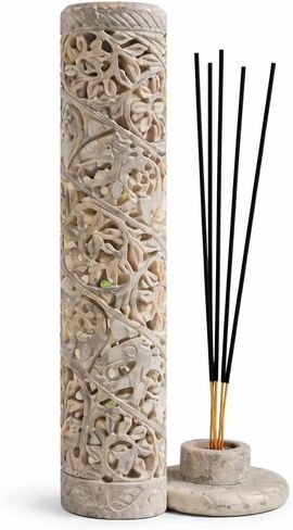Carry Me Marble Soapstone Incense Stick Holder | Candle Burner | Tea Light Holder - Perfect Handmade Elephant Carving for Gifting. Decorative Home and Office Decor.(3 x 3 x 11 Inches) in Kuwait