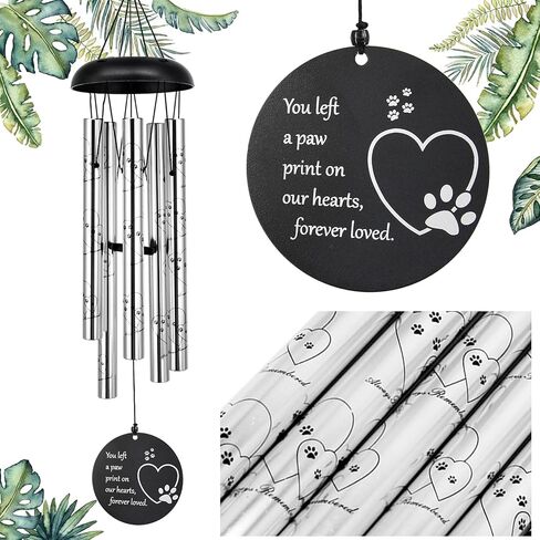 ASTARIN 30 Inches Dog Memorial Wind Chimes with Dog Paw Print, Pet Memorial Wind Chimes for Dogs to Make You Remember Your Pet, Unique Sympathy and Remembrance Gift for Pet Owner in Kuwait