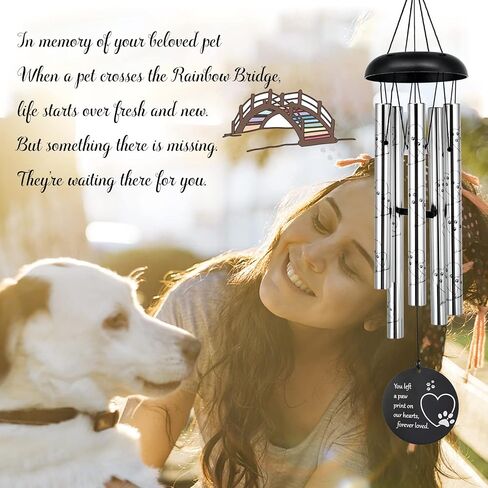 ASTARIN 30 Inches Dog Memorial Wind Chimes with Dog Paw Print, Pet Memorial Wind Chimes for Dogs to Make You Remember Your Pet, Unique Sympathy and Remembrance Gift for Pet Owner in Kuwait