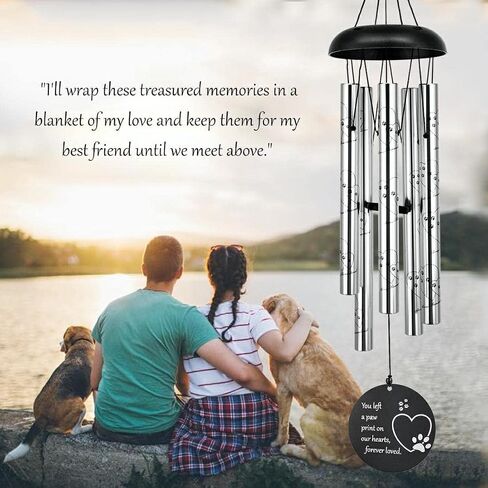 ASTARIN 30 Inches Dog Memorial Wind Chimes with Dog Paw Print, Pet Memorial Wind Chimes for Dogs to Make You Remember Your Pet, Unique Sympathy and Remembrance Gift for Pet Owner in Kuwait
