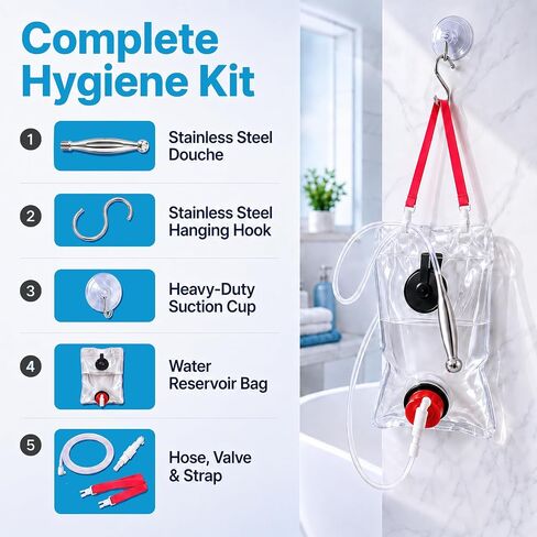 Natural Vaginal Cleanser Wash by Tilcare - Reusable Stainless Steel Douche System for Vaginal Odor and Feminine Hygiene - Water-Based, Chemical-Free Solution in Kuwait