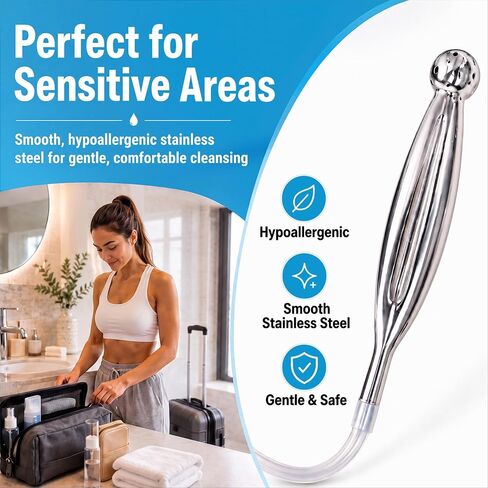 Natural Vaginal Cleanser Wash by Tilcare - Reusable Stainless Steel Douche System for Vaginal Odor and Feminine Hygiene - Water-Based, Chemical-Free Solution in Kuwait