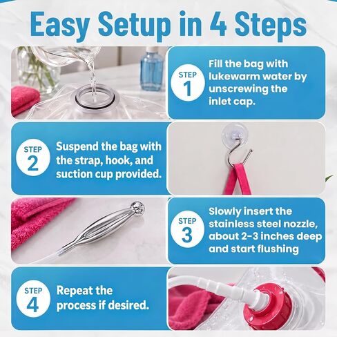 Natural Vaginal Cleanser Wash by Tilcare - Reusable Stainless Steel Douche System for Vaginal Odor and Feminine Hygiene - Water-Based, Chemical-Free Solution in Kuwait
