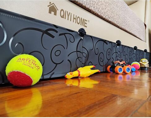 Toy Blocker, Extra Tall Size Gap Bumper for Under Bed, Stop Pets Toys Going Under Bed or Sofa Couch, Easy to Install, 11.8" Height 83" Length,Black in Kuwait