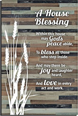 House Blessing Rustic Wood Plaque - Easel & Hanging Hook 6x9 Inch - Vertical Plaques Wall Art & Tabletop Decoration for Your Home or Office | A House Blessing within this house may Gods Peace abide... in Kuwait
