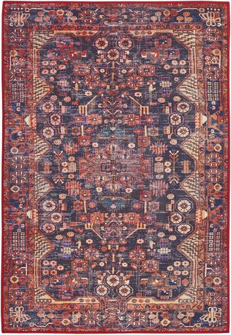 سجادة Nourison Fulton التقليدية باللون الأحمر مقاس 5 × 7 بوصات، سهلة التنظيف، لا تساقط، غرفة النوم، غرفة المعيشة، غرفة الطعام، المطبخ (5x7) in Kuwait