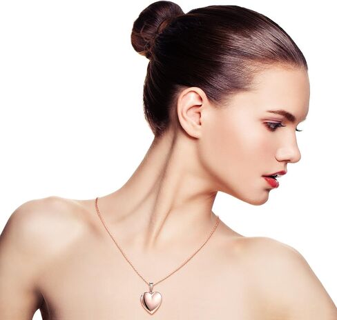 MicLee Women Photo Locket Necklace Heart Shape Locket Necklace Includes 19.7 Inch Stainless Steel Chain with Gift Box in Kuwait
