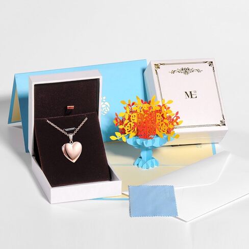 MicLee Women Photo Locket Necklace Heart Shape Locket Necklace Includes 19.7 Inch Stainless Steel Chain with Gift Box in Kuwait