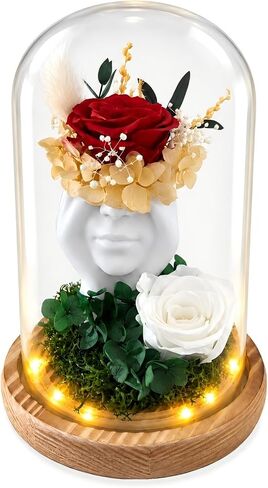 Flowers Roses Gift | Fresh Real Roses in Glass Dome | Flowers for Delivery Prime | Preserved Fresh Flowers | Birthday Gifts for Women/Mom/Girlfriend/Wife | Christmas Day Valentines Day Mothers Day in Kuwait