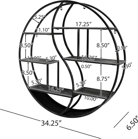 Christopher Knight Home Bobby Industrial Hanging Circular 8 shelves, Wall Shelf, Black Finish, Natural in Kuwait