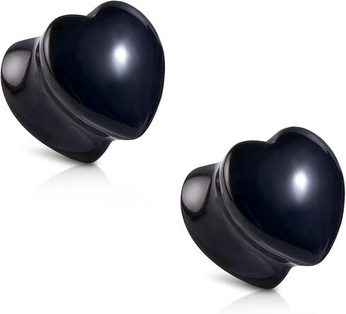 Stuppendux 1Pair Heart Shaped Stone Ear Gauges Body Piercing Plugs Piercing Jewelry for Women and Men 2G-5/8 6-16mm in Kuwait