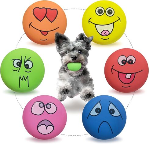 LLSPET Squeaky Dog Toys Latex Dog Balls for Chewing Durable Teething Puppy Small Pet Dogs 4 Pcs/Set in Kuwait