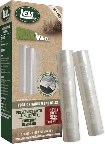 LEM Products MaxVac Portion Bag Material 11" x16' (2-Rolls) in Kuwait