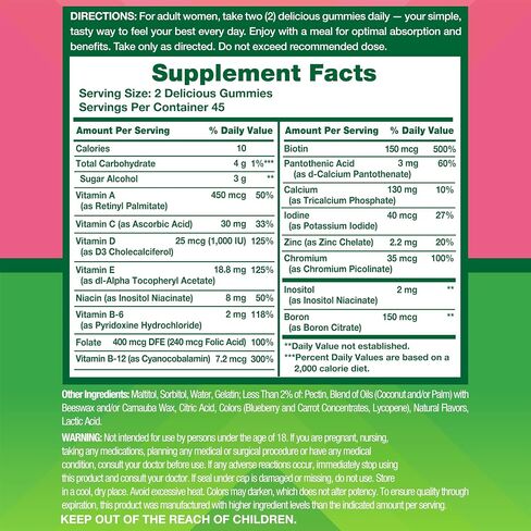 Vitafusion Women’s Sugar Free Daily Multivitamin Supplement, Adult Gummy Vitamin for Energy, Bone & Immune Support*, 90 Count in Kuwait