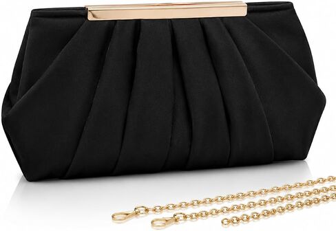 WESNDNE Clutch Purse for Women,Evening Clutches for Wedding, Detachable Chain Strap Pleated Crossbody Shoulder Handbag in Kuwait