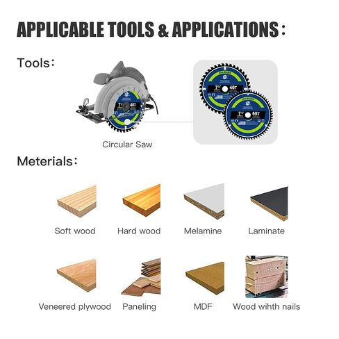 Ezee 7 1/4 Circular Saw Blade 40 Teeth with 5/8" Arbor Wood Cutting Framing Circular Saw Blade, Carbide Tipped, Thin Kerf, Anti-Stick Coating, for Plywood, MDF, OSB CS7-40T in Kuwait