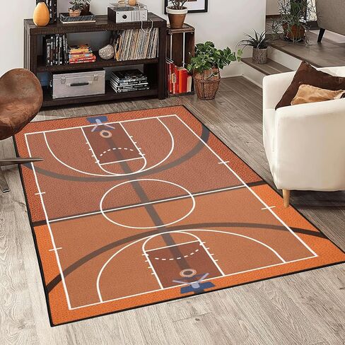 MISEV Basketball Court Area Rug - 36X24 inch, Non-Slip Floor Mat for Living Room, Bedroom, Playroom Decor for Basketball Lovers in Kuwait