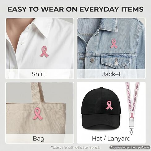 Pack of 10, Official Breast Cancer Awareness Pink Lapel Pin, Breast Cancer Gifts for Women by Crystal Lemon in Kuwait