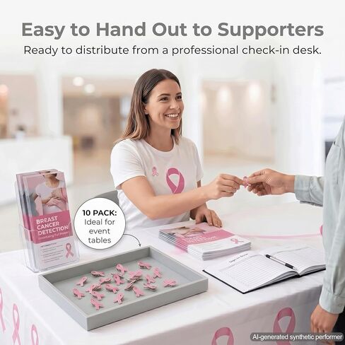 Pack of 10, Official Breast Cancer Awareness Pink Lapel Pin, Breast Cancer Gifts for Women by Crystal Lemon in Kuwait