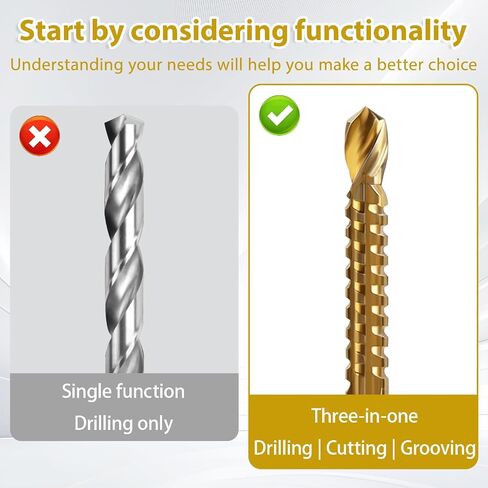 Titanium Coated HSS Twist Drill Bits - 3/4/5/6/6.5/8mm Hex Shank Grooving Side Cutting Split Tip Spiral Serrated Belt Saw Drill Bit Hole Saw Tool for Woodworking Wood Metal Plastic in Kuwait