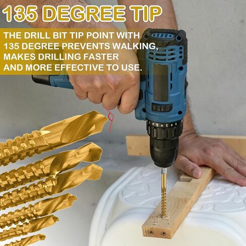 Titanium Coated HSS Twist Drill Bits - 3/4/5/6/6.5/8mm Hex Shank Grooving Side Cutting Split Tip Spiral Serrated Belt Saw Drill Bit Hole Saw Tool for Woodworking Wood Metal Plastic in Kuwait