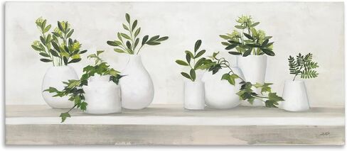 Stupell Industries Traditional Cottage Plants Potted White Vase Botanicals Canvas Wall Art, 30 x 13 in Kuwait