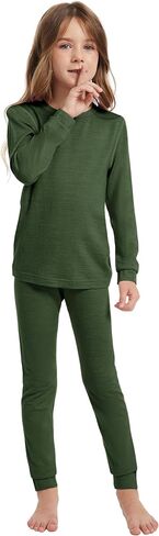 woolcano Kids Unisex 100% Merino Wool Base Layer Sets Lightweight Thermal Underwear in Kuwait