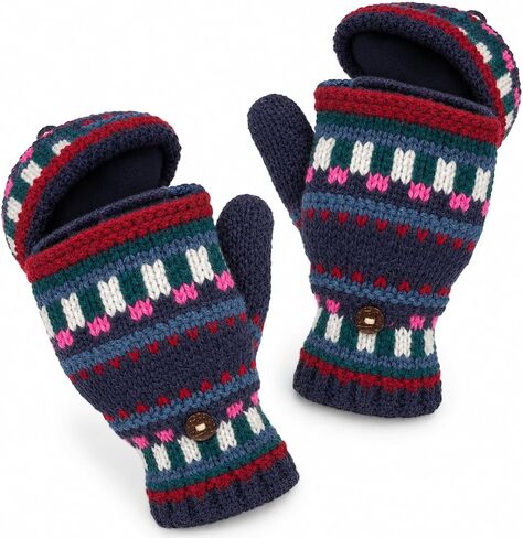 Tribe Azure Fair Trade Gloves Winter Women Warm, Wool Mittens Womens, Convertible mitten, Cable Knit Womens Mittens Fleece in Kuwait