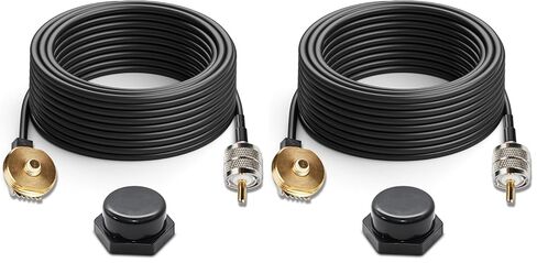 Anina 16 Feet Pure Copper Coax Cable NMO to PL259 Male, Low Loss RG58 Extension Coaxial Wire for Yaesu Vertex Kenwood Icom CB Mobile Radio, NMO Rain Cap for VHF/UHF Antenna in Kuwait