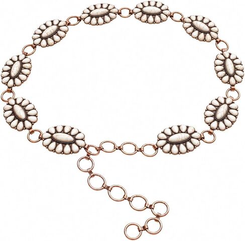 Wonderent Western Turquoise flower Concho Chain Belt No.2 in Kuwait