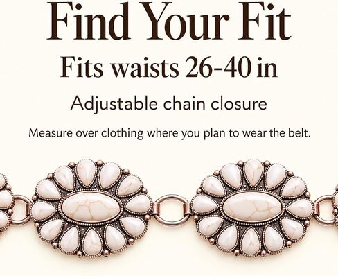 Wonderent Western Turquoise flower Concho Chain Belt No.2 in Kuwait