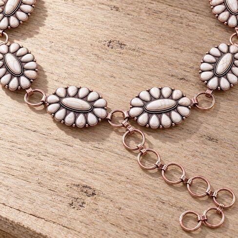 Wonderent Western Turquoise flower Concho Chain Belt No.2 in Kuwait