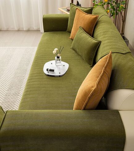 غطاء أريكة من Vctops Farmhouse Chevron مخطط للأريكة وواقي الأثاث بلون سادة غطاء أريكة مقسم غير قابل للانزلاق غطاء أريكة ناعم للكلاب والقطط والأطفال والحيوانات الأليفة (رمادي، 36 بوصة × 82 بوصة) in Kuwait
