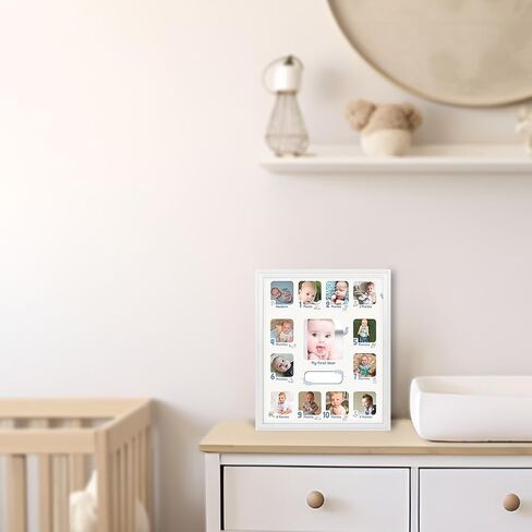 Collage Photo Frame for Baby First Year Keepsake, 12 Months Picture Frames for Baby Boy Girl Newborn 1st Birthday GiftsIdeas size 11 x 13 x 1 inch with 13 Slots for Home Decor in White Frame Wood in Kuwait