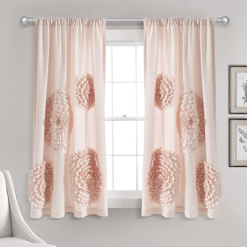 لوحة ستارة نافذة سيرينا من Lush Decor مكشكشة زهرية عتيقة أنيقة على طراز المزرعة للمعيشة، غرفة الطعام، ديكور غرفة النوم (لوحة واحدة)، 54 بوصة عرض × 84 بوصة طول، أبيض in Kuwait