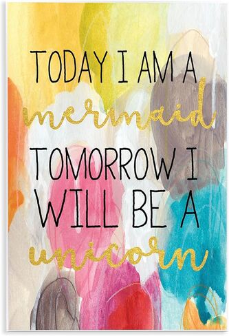The Kids Room by Stupell Today Mermaid Tomorrow Unicorn Wall Plaque Art in Kuwait