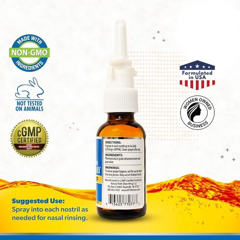 Natural Path Silver Wings Colloidal Silver 50ppm Nasal Spray 1oz - Liquid Sinus Relief in Kuwait