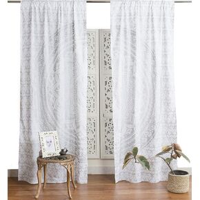 Popular Handicrafts Indian Hippie Bohemian Beautiful Ombre Mandala Curtain Panels Maroon Gold in Kuwait