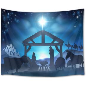 HVEST Jesus Tapestry Wall Hanging Starry Sky Tapestry Jesus Nativity Wall Tapestry Christian Wall Art for Bedroom Living Room Dorm Decor, 80Wx60H inches in Kuwait